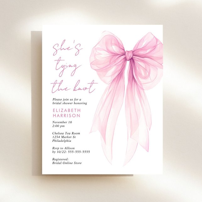 Invitation Fête des mariées de coquette rose budge (Créateur téléchargé)