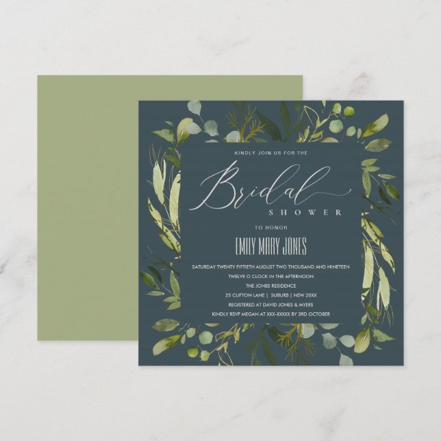 INVITATION FÊTE DES MARIÉES DE COULEUR D'EAU EN FLEUVE VERTE  (Devant / Derrière)