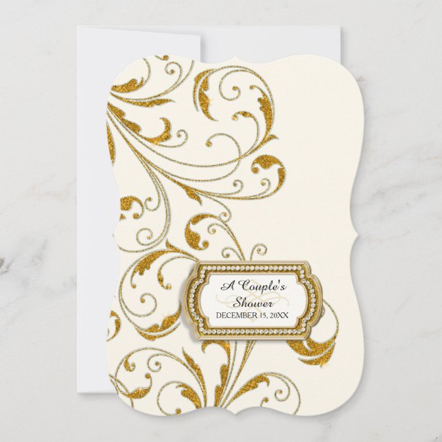 Invitation Fête des mariées de couple Glam Old Hollywood Rege (Devant)