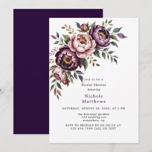 Invitation Fête des mariées de courge à pois brun et de plum