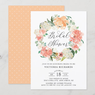 Invitation Fête des mariées de couronne de Roses et d'hydrang