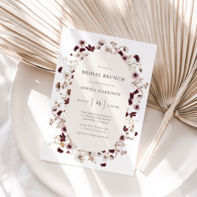 Invitation Fête des mariées de couronne Fleur sauvage de Bour (Créateur téléchargé)