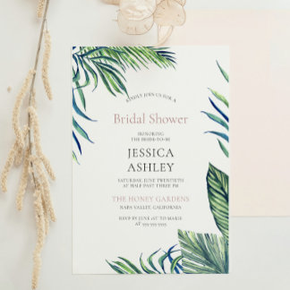 Invitation Fête des mariées de couronnes Feuilles d'aquarelle