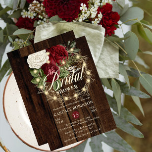 Invitation Fête des mariées de couronnes lumineuses rustiques