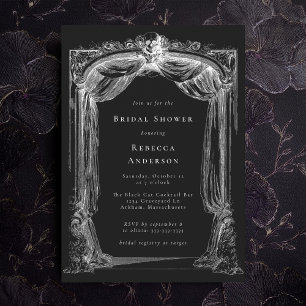 Invitation Fête des mariées de crâne d'ornement gothique noir