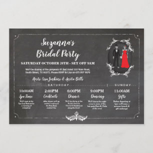 Invitation Fête des mariées de crânes Itinéraire Bachelorette