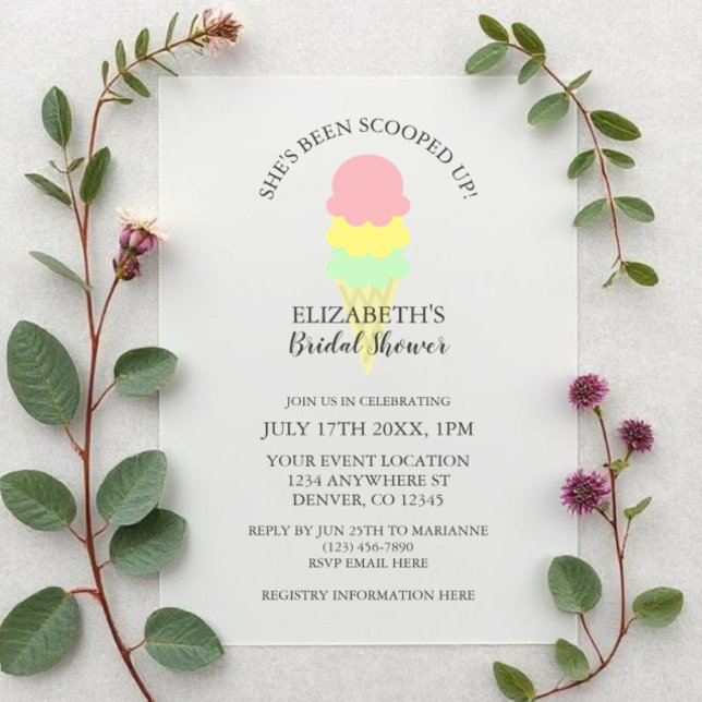 Invitation Fête des mariées de crème glacée récupérée (Créateur téléchargé)