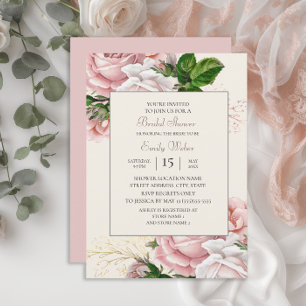 Invitation Fête des mariées de crème Rose rose pâle