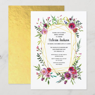 Invitation Fête des mariées de cristal géométrique Floral Gol