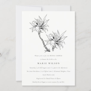 Invitation Fête des mariées de croquis noir blanc pour palmes