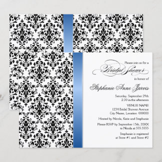 Invitation Fête des mariées de Damas Royal Blue Ribbon imprim