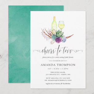 Invitation Fête des mariées de dégustation de vins Succulents