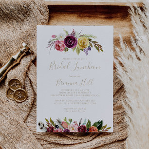 Invitation Fête des mariées de déjeuner Floral Boho Gold