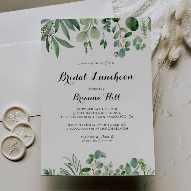 Invitation Fête des mariées de déjeuner nuptiale Eucalyptus v (Créateur téléchargé)