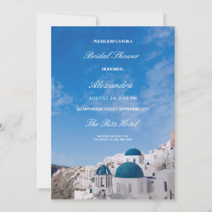 Invitation Fête des mariées de destination Santorin