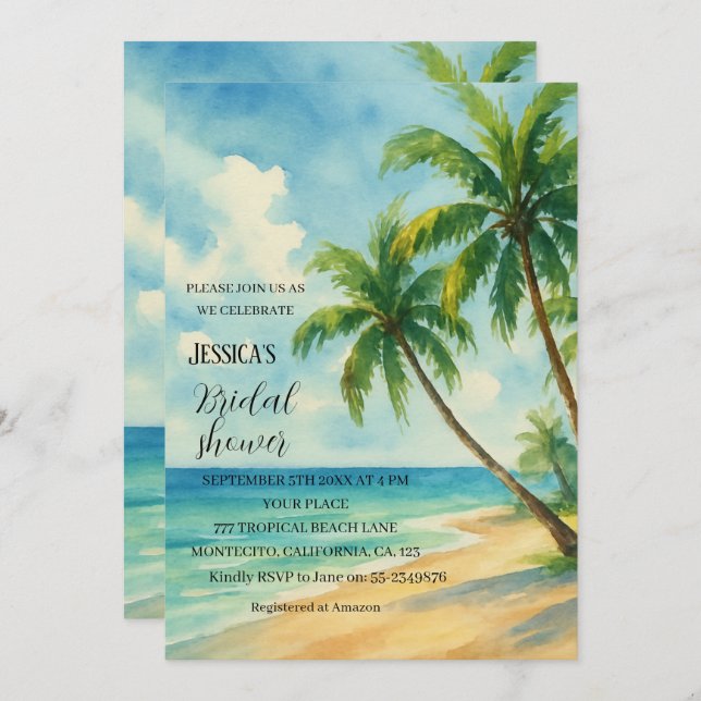 Invitation Fête des mariées de destination Tropical Beach Pal (Devant / Derrière)