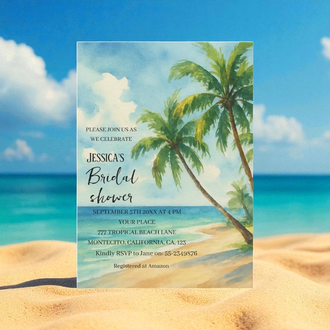 Invitation Fête des mariées de destination Tropical Beach Pal (Créateur téléchargé)