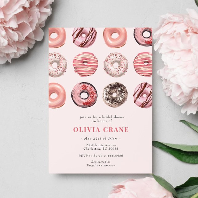 Invitation Fête des mariées de donuts et diamants roses (Créateur téléchargé)