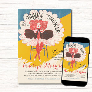 Invitation Fête des mariées de femme vintage