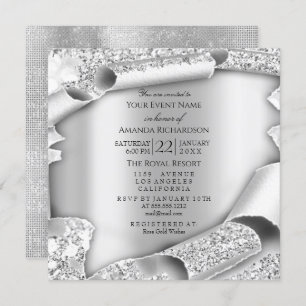 Invitation Fête des mariées de fête d'anniversaire 3D gris ar