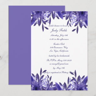 Invitation Fête des mariées de feuillage bleu pourpre