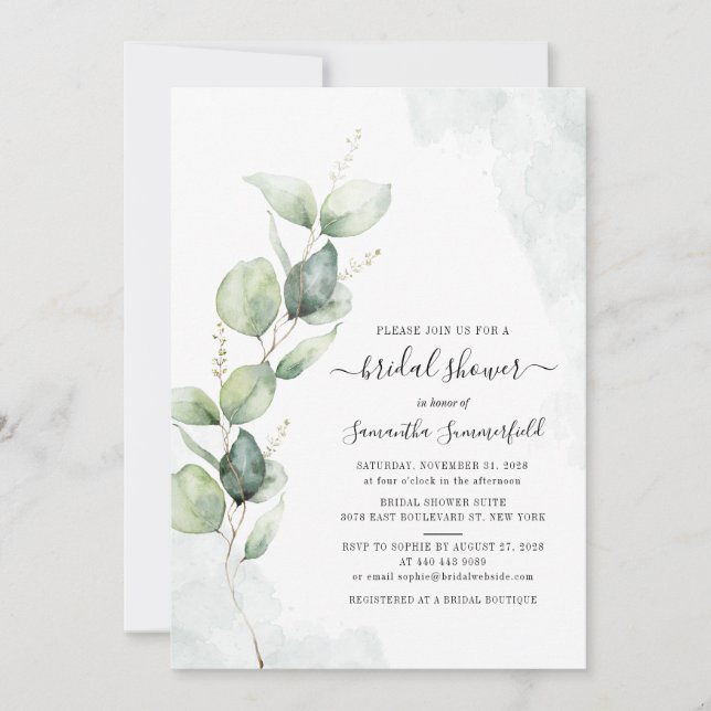 Invitation Fête des mariées de feuillage de l'Eucalyptus bota (Devant)