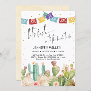 Invitation Fête des mariées de Fiesta Cactus Boho