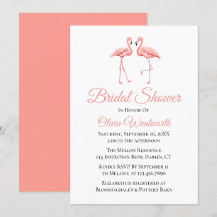 Invitation Fête des mariées de Flamant rose rose Tropical