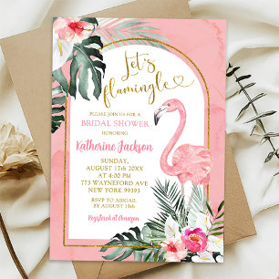 Invitation Fête des mariées de Flamant rose tropical rose de