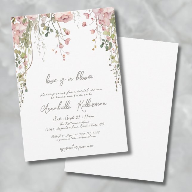 Invitation Fête des mariées de Fleur sauvage botanique rose p (Blush Pink Botanical Wildflower Bridal Shower Invitation)