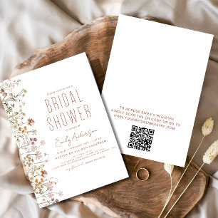 Invitation Fête des mariées de Fleur sauvage du code QR