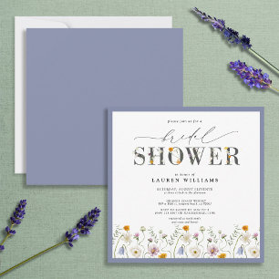 Invitation Fête des mariées de Fleur sauvage Dusty Blue Laven