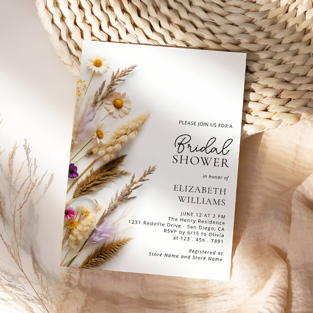 Invitation Fête des mariées de Fleur sauvage floral Boho (Créateur téléchargé)