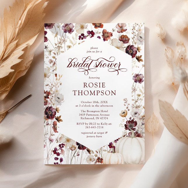 Invitation Fête des mariées de Fleur sauvage Rustique Citroui (Créateur téléchargé)