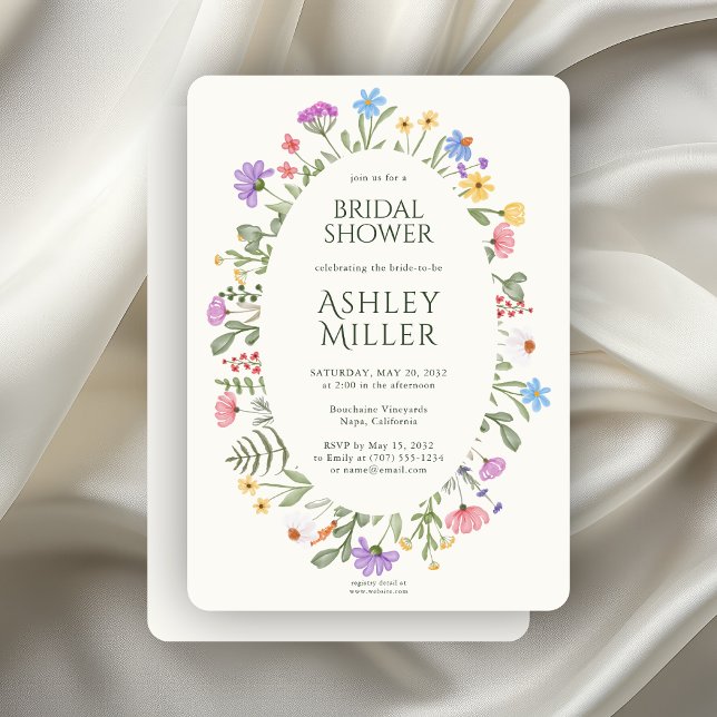 Invitation Fête des mariées de Fleur sauvage rustique moderne (Créateur téléchargé)