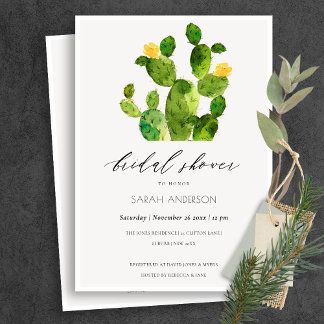 INVITATION FÊTE DES MARIÉES DE FLEURS CACTUS DE DÉSERT DE COU