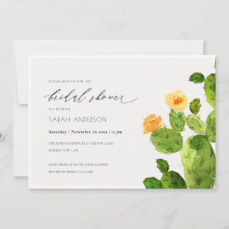 INVITATION FÊTE DES MARIÉES DE FLEURS CACTUS DE DÉSERT DE COU