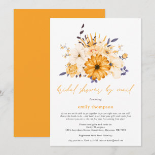 Invitation Fête des mariées de fleurs d'aquarelle jaune par c