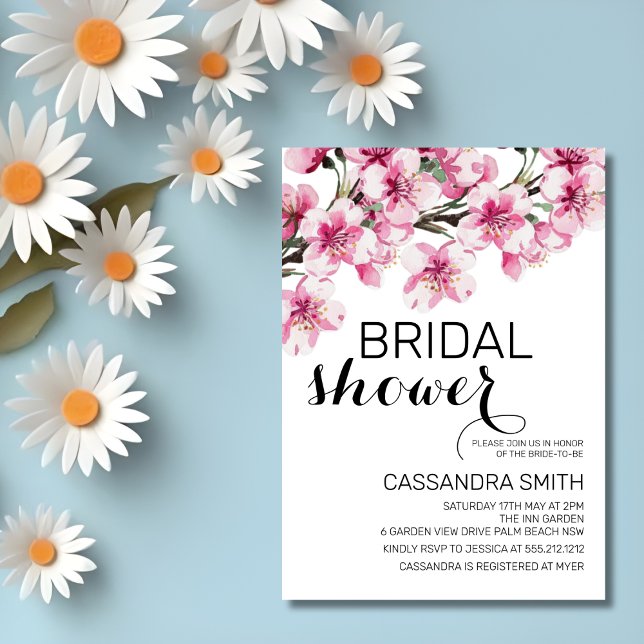 Invitation Fête des mariées de fleurs de cerisier rose Sakura (Créateur téléchargé)