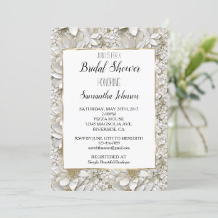 Invitation Fête des mariées de fleurs de lotus blanc or