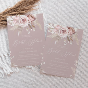 Invitation Fête des mariées de fleurs de Rose et de sauce bla