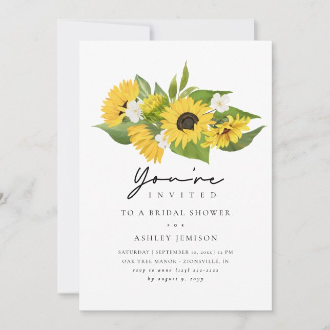 Invitation Fête des mariées de fleurs de soleil boho rustique (Devant)