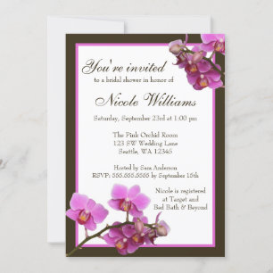 Invitation Fête des mariées de fleurs d'orchidées roses