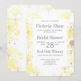 Invitation Fête des mariées de fleurs jaunes peintes