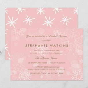 Invitation Fête des mariées de flocons de neige rose et blanc