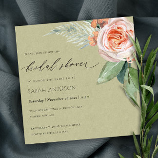 INVITATION FÊTE DES MARIÉES DE FOLIAGE DE FLEURS D'EAU DE COU