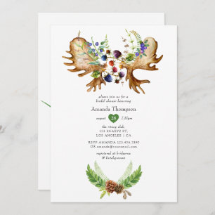Invitation Fête des mariées de forêt rustique aquarelle