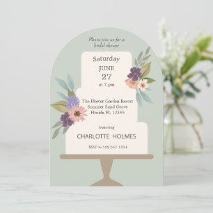 Invitation Fête des mariées de gâteau Mariage floral moderne