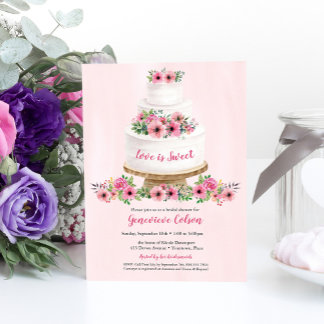 Invitation Fête des mariées de gâteau Mariage rose Aquarelle