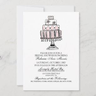 Invitation Fête des mariées de gâteau Mariage rose Whimsical